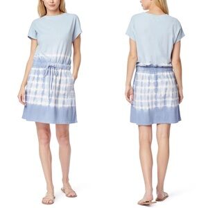 NEW C&C California Barbara Tie Dye Pocket Jersey Dress Blue Size XS Coastal Boho